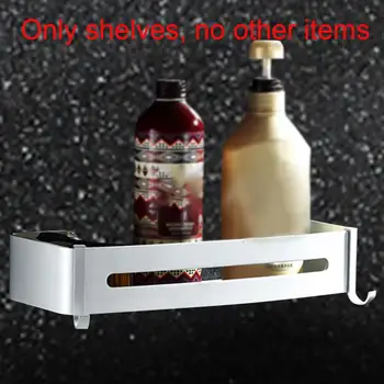 

Wall Mounted Soap Holder With Hooks Space Aluminum Shampoo Hanging Home Shower Storage Bathroom Shelf Organizer Without Drilling