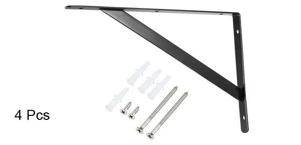 Black 300x16x190mm Uxcell полка Кронштейн треугольник кронштейн 100lbs-250lbs сверхмощный L кронштейны правая угловая скобка настенная углеродистая сталь - Цвет: Black 300x16x190mm
