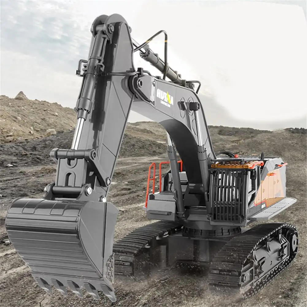 US $166.42 Rctown Huina 114 1592 Rc Alloy Excavator 22ch Big Rc Engineering Car Simulation Excavator Remote Control Vehicle Toy For Boys