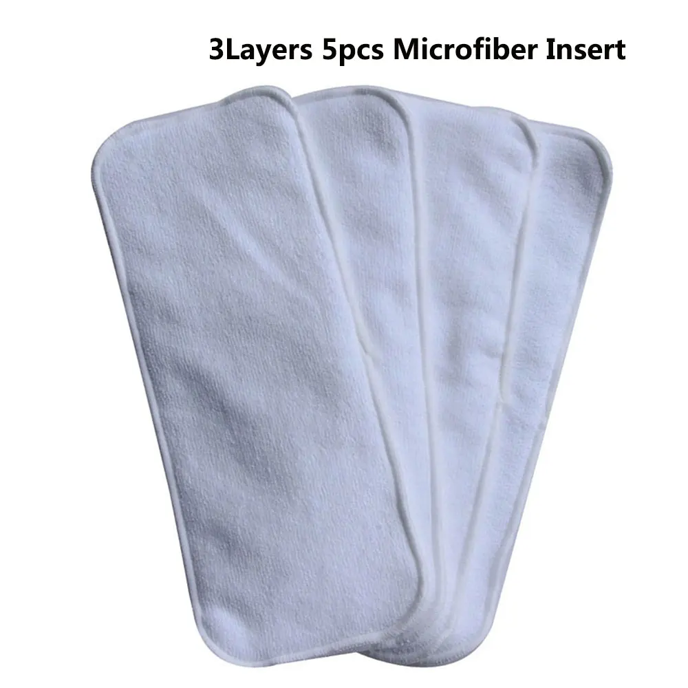 3layers insert Ohbabyka 5 шт. детские подгузники вставки бамбуковый уголь подгузники эластичные вставки Многоразовые моющиеся детские подгузники карман подгузник Обложка - Цвет: 3layers insert
