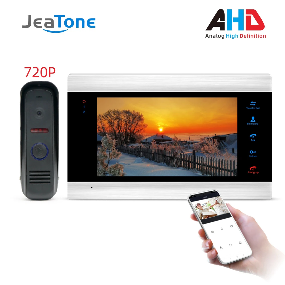 Free Shipping 7'' WiFi Smart Wired Video Door Phone Intercom System Recording kit with 720P AHD Doorbell Camera Free App Remote