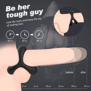 Safe Silicone Black Male Rings Double Cock Ring Delay Premature Ejaculation Penis Ball Loop Lock Adult Sex Toys Product For Men 2