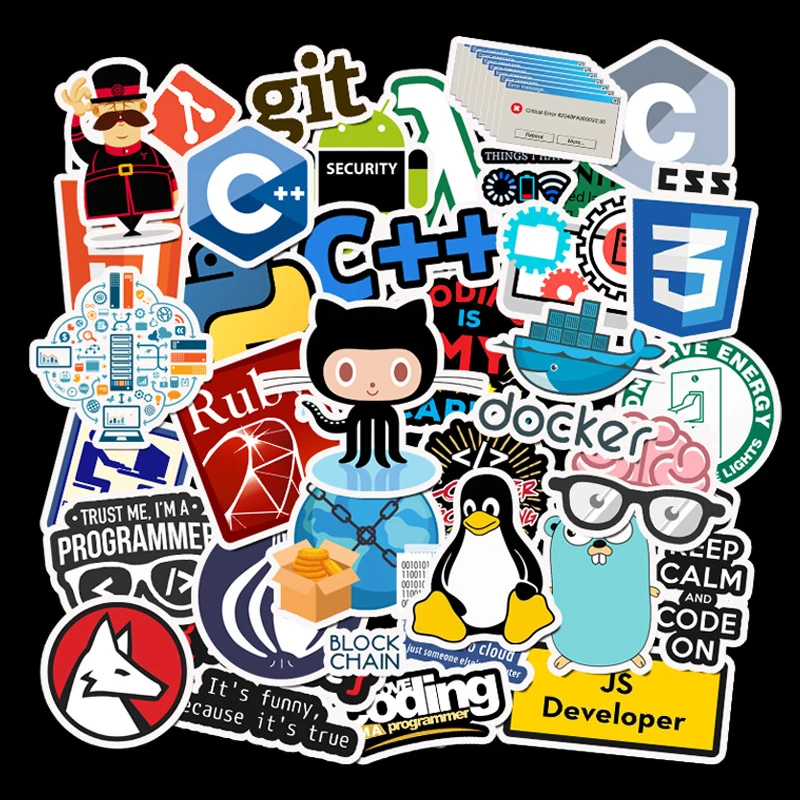 

50pcs software programming language waterproof stickers for programmers
