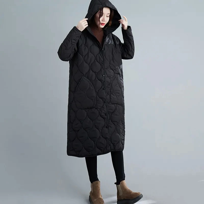 Warm Loose Hooded Parkas Coat Female New Autumn Winter Women Vintage Green Cotton Coat Mid-Length Thick Cotton-Padded Jacket