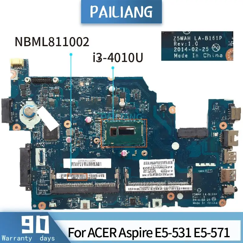 Высококачественная материнская плата для ноутбука Acer Aspire E5 531 571 i3 4010U Z5WAH LA B161P
