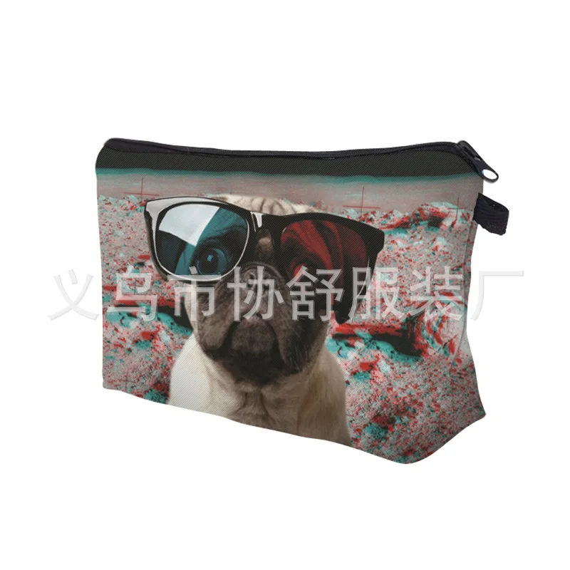 New Style High-definition Hot Selling Sunglasses Dog Pattern Cosmetic Bag Europe And America Women's Daily Life Clutch Customiza