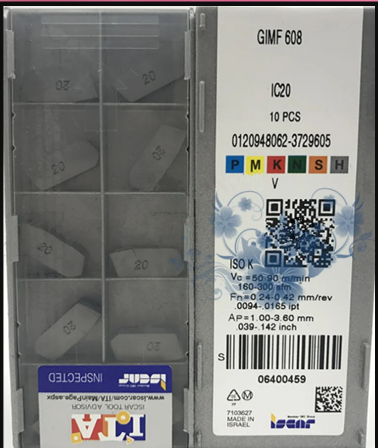 ISCAR 10 шт. карбидная вставка GIMF 608 IC20