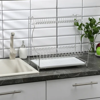 

Table-wall dish dryer with tray, chrome color
