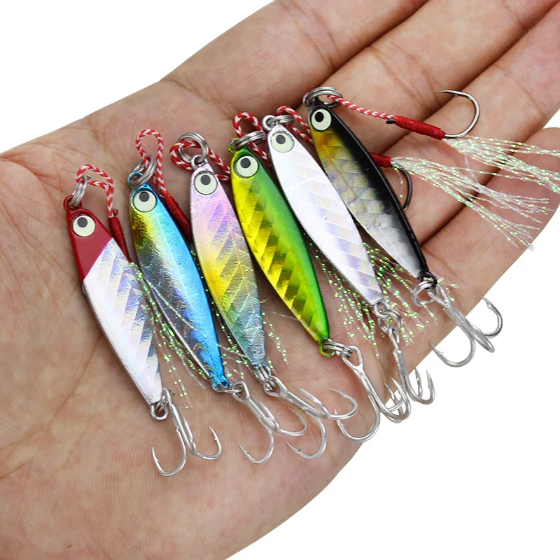 

Lot 6 Pieces Sale Mini Jigs Fishing Lure Hard Bait 7g/10g/16g/20g Artificial Metal Lures Jigbait Long Shore Cast Quality Hooks