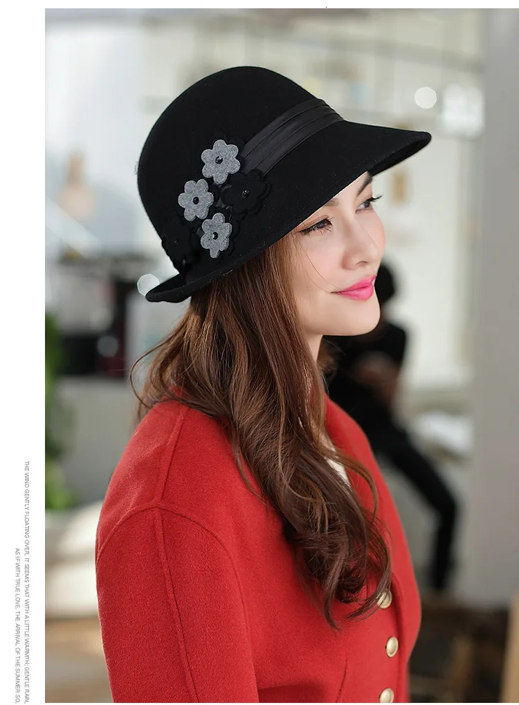 ZssmGood Chapeau de Laine en Feutre pour Femmes Chapeau Fedora Confortable et Chaud Chapeau Large 
