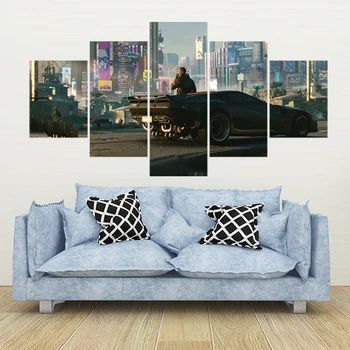 

Car Poster Modular Wall Art Canvas HD Print Picture 5 Pieces Game Luxury Sports Car Painting Modern Living Room Home Decor Frame