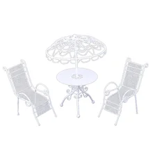 Ensemble de 3 pièces, bureau et chaises pour la maison de poupée, chaises de jardin en métal, meuble décor de paysage Miniature, jouet pour jouer semblant, poupée, 1/12 pièces/ensemble