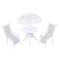 Ensemble de 3 pièces, bureau et chaises pour la maison de poupée, chaises de jardin en métal, meuble décor de paysage Miniature, jouet pour jouer semblant, poupée, 1/12 pièces/ensemble 