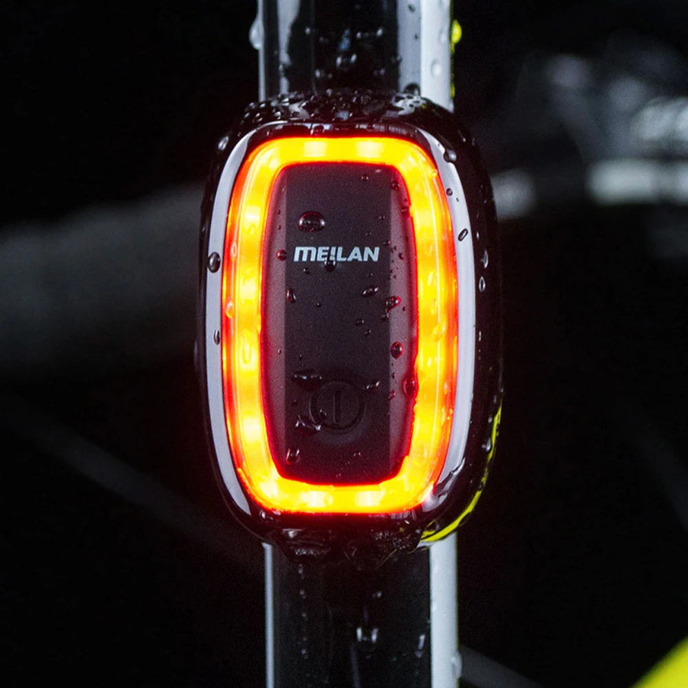 Meilan Waterproof Bicycle Intelligent Brake Tail Lamp X6 Sensing 8 Gear Riding Warning Lights USB Rechargeable Light | Спорт и