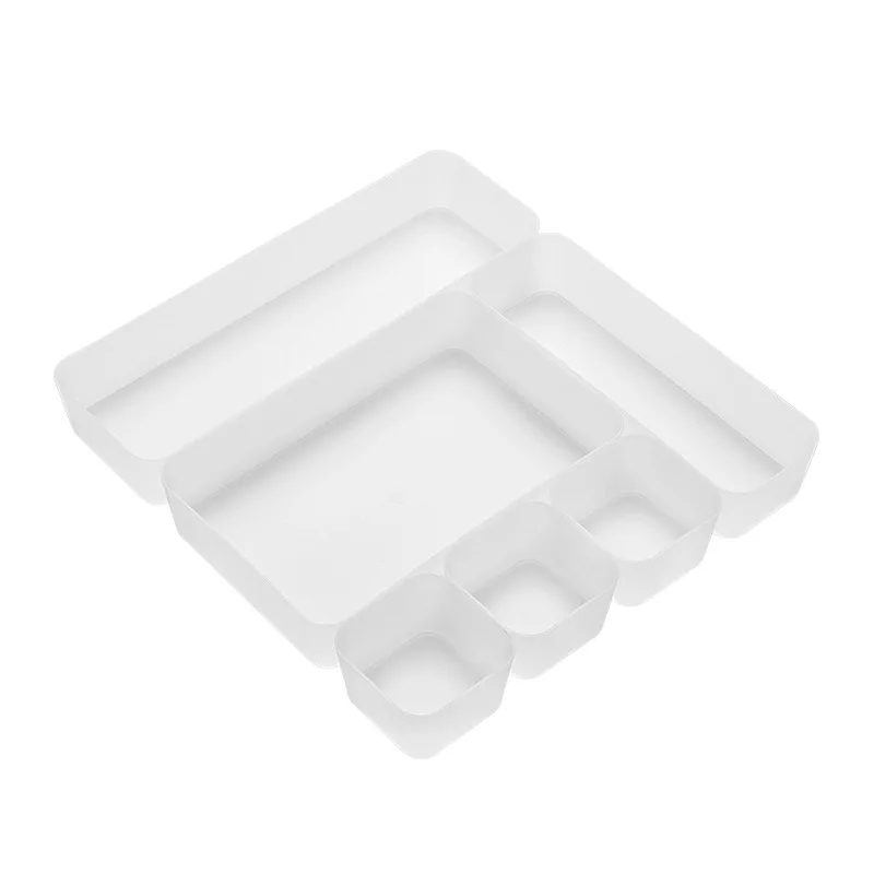 Drawer Cosmetic Organizer Box Transparent Plastic Desk Storage Makeup Jewelry Stationery tableware Closet Organizers | Дом и сад