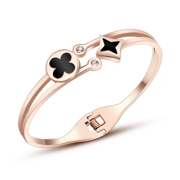 

Double Layers Clover Flower Bracelet With Cubic Zirconia Luxury Jewelry Designers Stainless Steel Bracelet for Women Men Gifts