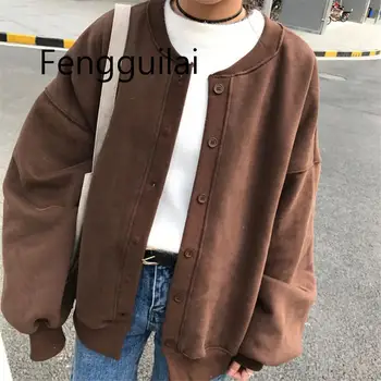 

2020 Women Loose Short Jacket Harajuku Fashion Autumn Winter Casual Bomber Jacket Outwear Puff Sleeve Female Coat Cardigan Tops