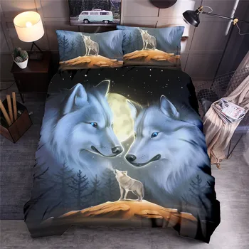 

Wolf Printed Bedding Set Lion Animal Duvet Cover Sets Queen King Quilt Cover Bed Linen