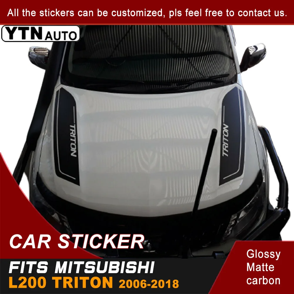 

Автомобильная наклейка для Mitsubishi L200 Triton 2006-2014 2015 2016 2017 2018, автомобильные аксессуары, графическая виниловая наклейка на капот, Наклейки на ка...