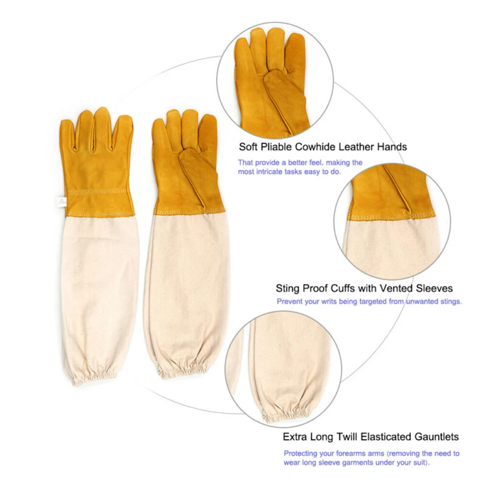 Желтые пчеловодческие перчатки защитные пчеловодческие охранники с длинными рукавами вентилируемые