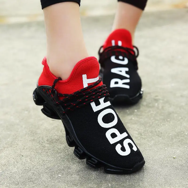 Large Size Summer Damping Women\'s Running Shoes Men Sport Sneakers Woman Sports Shoes Women Black Red Kids Trainers Gym GME-1839