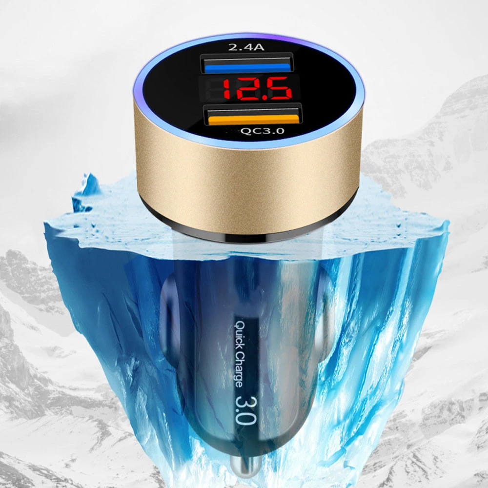 Quick Charge 4.0 3.0 Car Charger for iphone 11 Mobile Phone Universal Dual Usb LED Adapter for samsung xiaomi Mini Car-Charger (5)