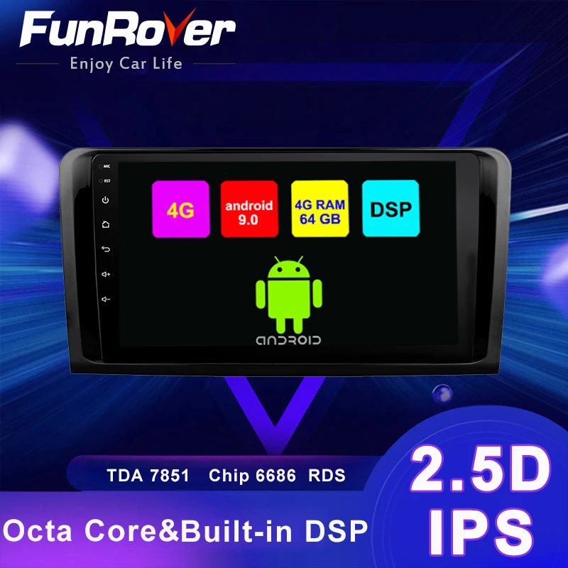 Автомобильный мультимедийный плеер Funrover 4G + 64G Android 9 0 радио gps navi для Mercedes Benz ML ML350