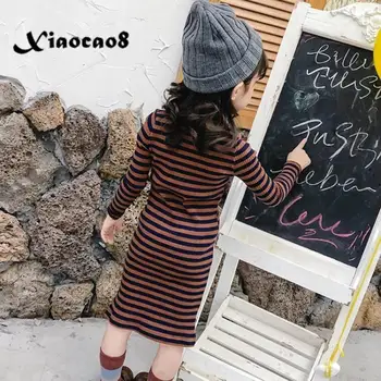 

2~9 Y Baby Girl Clothes Dress for Girls Children' Spring Clothing Kids Long Sleeve Striped Cotton Dresses Toddler Fall Clothes