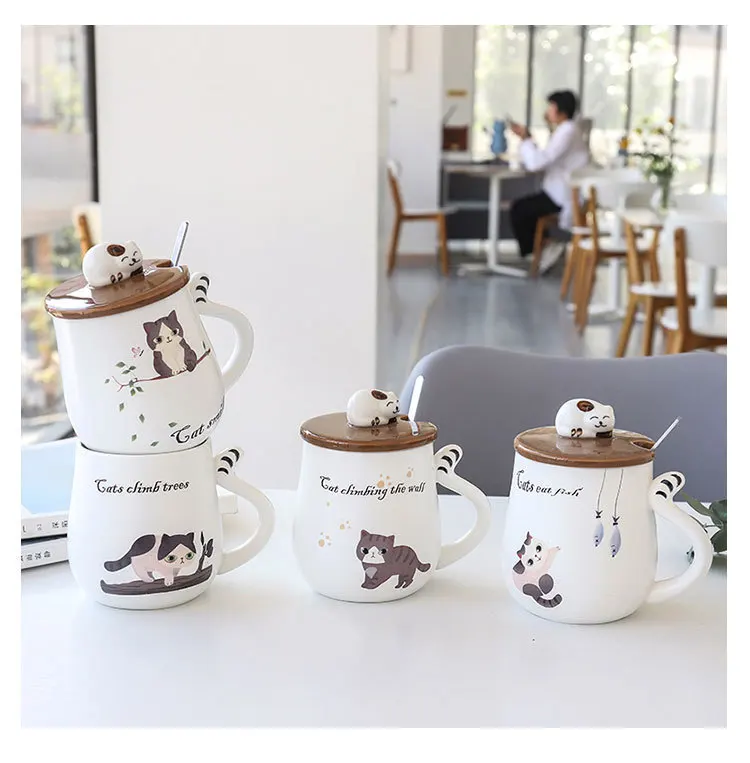 Creative Cute Cartoon Animal Hot Mug 250ml Tea Cup Milk Coffee Cup Kitchen Fruit Juice Cat Ceramic Drinkware Gift Coffee Mug