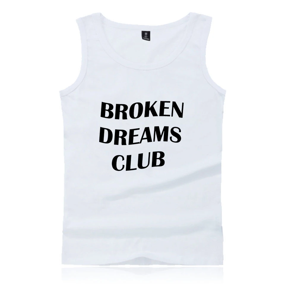 Broken Dreams клуб печати Для мужчин с О-образным вырезом топы весна лето Харадзюку Повседневное модные спортивные без рукавов жилет, распродажа