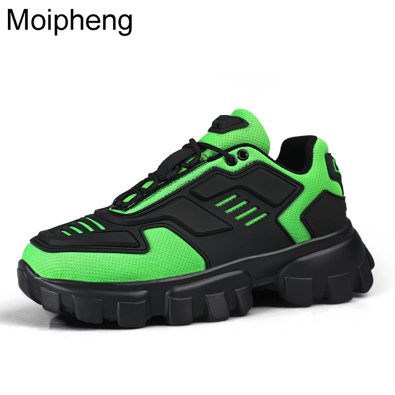 Moipheng кроссовки женские зеленые на платформе 2020 модные туфли Весна/осень черные