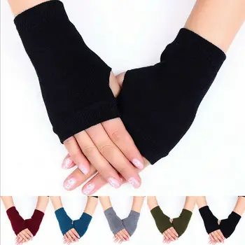 

Fashion Women Knitted Gloves Warm Soft Fingerless Gloves Winter Warmer Lady Mitten