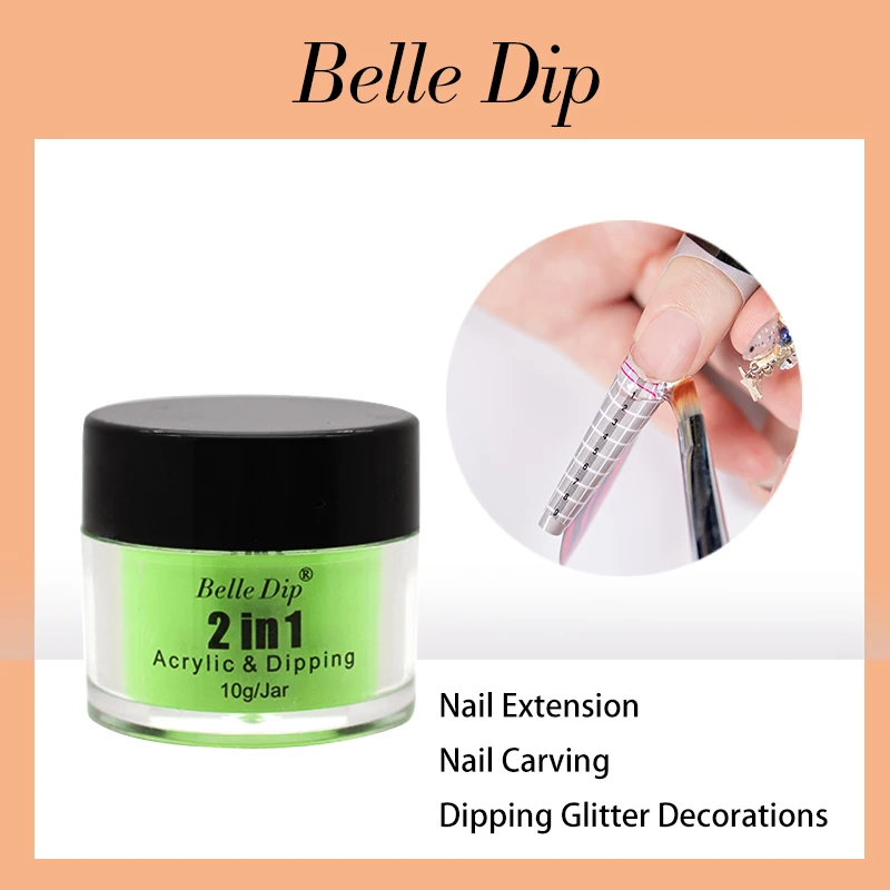 

BELLE DIP glitter acrylic powder nail 10gram 3D tips decoration professional nail carving extension acrylic powder nail beauty
