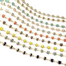 

1 Meter Handmade Crystal Copper Chain Stone Round Beads Chains for Jewelry Making DIY Necklace Bracelet Anklet Accessories