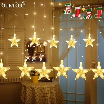 

2.5M Curtain Light Christmas Led String Fairy Lights 100-240V Outdoor Led String Lights for Wedding Holiday Party Decoration