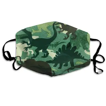 

Garde Art Studio Unisex Premium Polyester Anti Dust Mouth Face Cover Mask, Green Dinosaurs Camouflage Comfy Half Face Masks