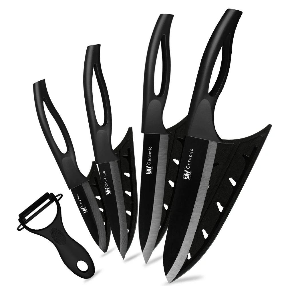 Black H Black Blade XYj кухонный керамический нож для приготовления пищи набор " 4" " 6" дюймов+ Овощечистка лезвие для очистки овощей плод шеф-повара нож кухонные инструменты - Цвет: Black H Black Blade