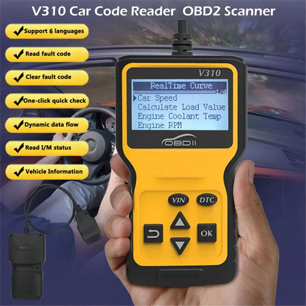 Автомобильный OBD 2 диагностический сканер двигателя охлаждающей жидкости Temp Автомобильный датчик скорости OBDII диагностический инструмент V310 OBDII диагностический сканер неисправностей