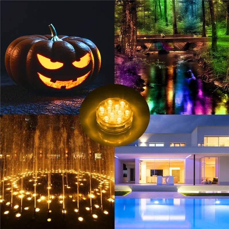 4 Pcs Underwater LED Lights Waterproof Multi Color Remote Control Wireless LED Lights for Pool Fountain Aquarium Party Vase Base