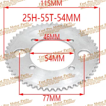 

25H 55T 54MM Rear Sprocket Chain Wheel For 43cc 49cc Minimoto Moped Scooters 2 Stroke Engine Pocket Bike Mini Quad ATV