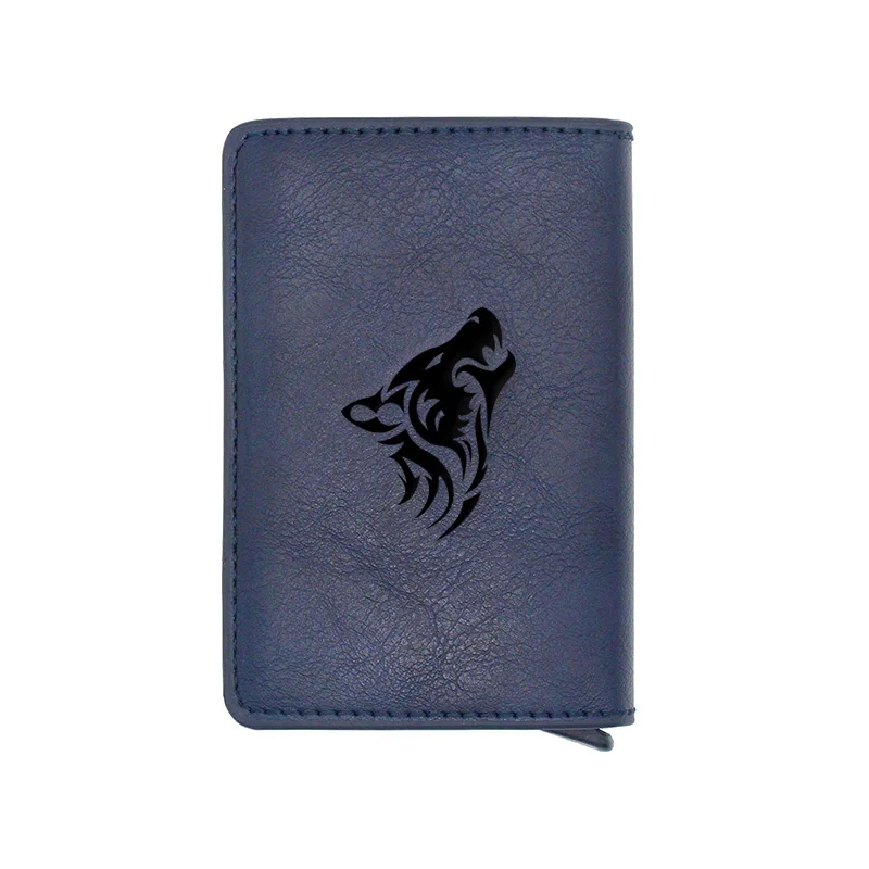 

Vintage Wolf Design Credit Card Holder Wallet Classic Pu Leather Men Women Slim Small Credit Card Short Purse