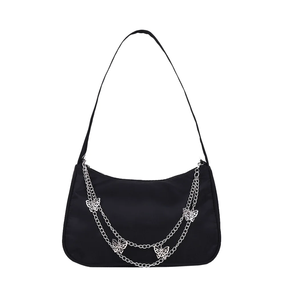 Fashion Women Pure Color Butterfly Chain Shoulder Bags Casual All-match Underarm Bag Elegant Ladies Small Hobos Handbags Purse | Багаж и