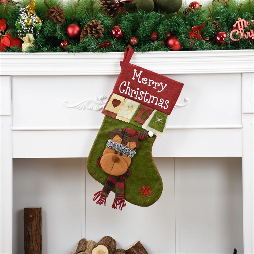 Christmas Stockings Santa Claus Snowman Gift Bag Christmas Decorations for Home Christmas Gifts New Year Christmas Stockings - Цвет: Elk