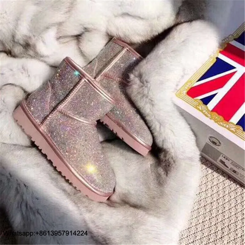 Обувь; женские ботинки; chaussures femme; зимние ботинки; теплые женские ботинки без застежки; украшенные кристаллами ботильоны; botas mujer