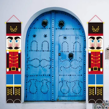 

Christmas Porch Sign Soldier Model Nutcracker Hanging Banners For Holiday Home Indoor Outdoor Porch Wall Christmas Decoration