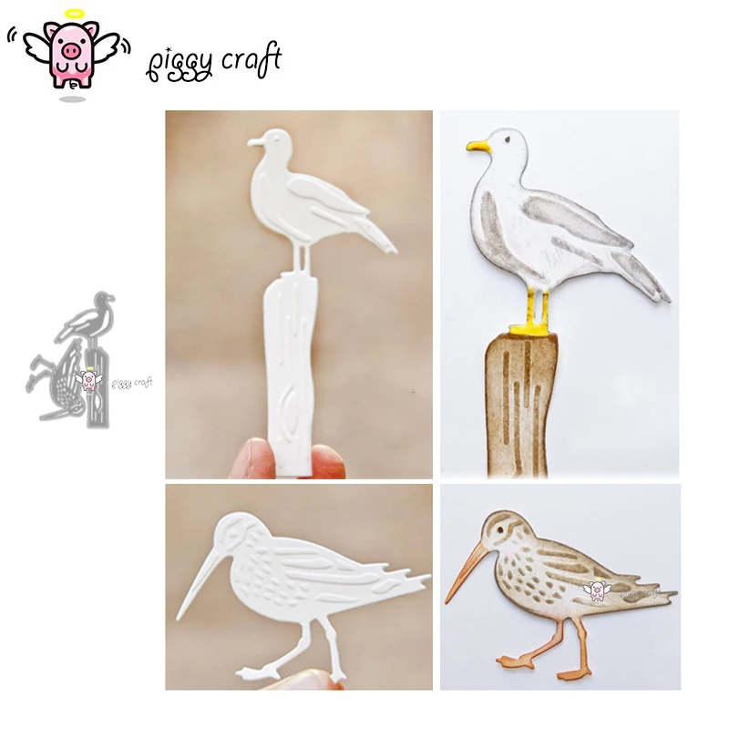 Piggy Craft metal cutting dies cut die mold 2Pcs Seagull bird Scrapbook paper craft knife mould blade punch stencils | Дом и сад