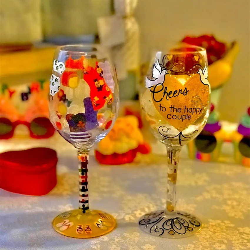 Painted Wine Glasses Birthday Present Fancy Wine Glasses -   Hand  painted bottles, Painted wine glasses birthday, Fancy wine glasses