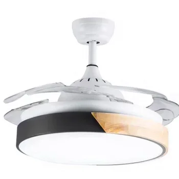 

Nordic makaron invisible fan chandelier led dining room fan chandelier bedroom children's room light girl