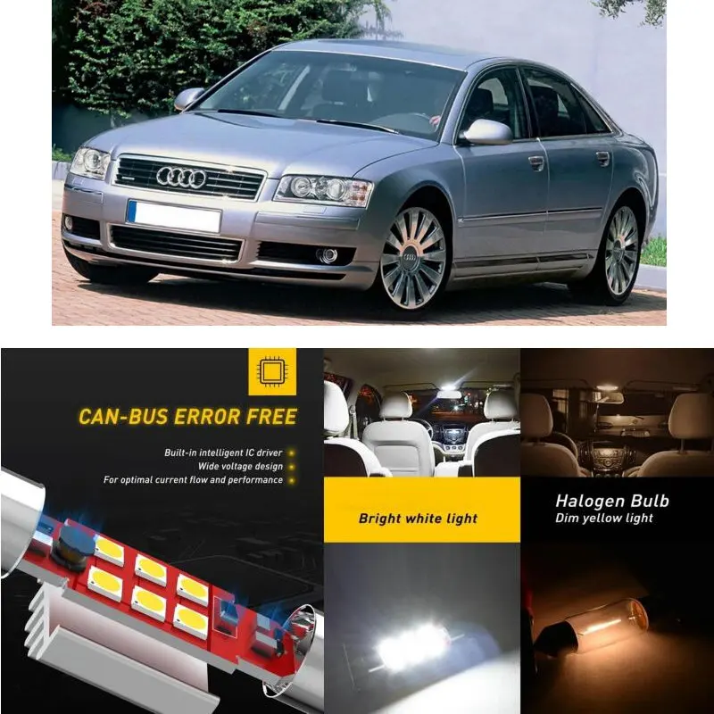 

LED Interior Car Lights For Audi A8 4D2 4D8 Interior rear trunk glove box make-up mirror lighting error free