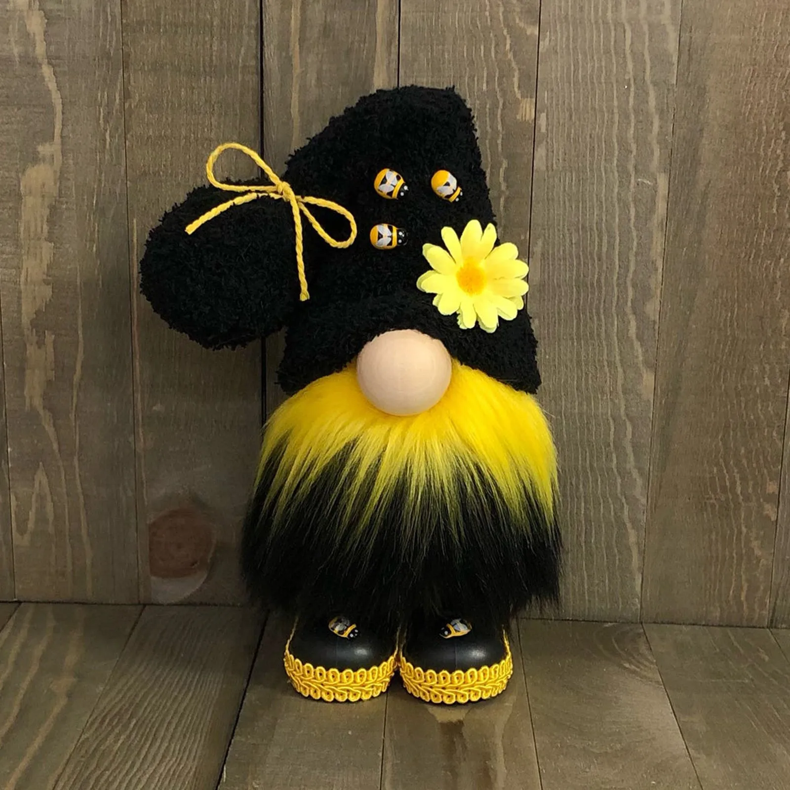 Bumble Bee Gnomes Plush - Honey Bee Day Handmade Spring Gnome Yellow &  Black Scandinavian Tomte Nisse Swedish Elf Faceless Doll for Kitchen Tiered